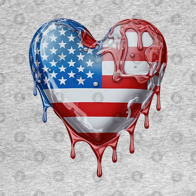 American Flag Dripping Heart #5 by Chromatic Fusion Studio